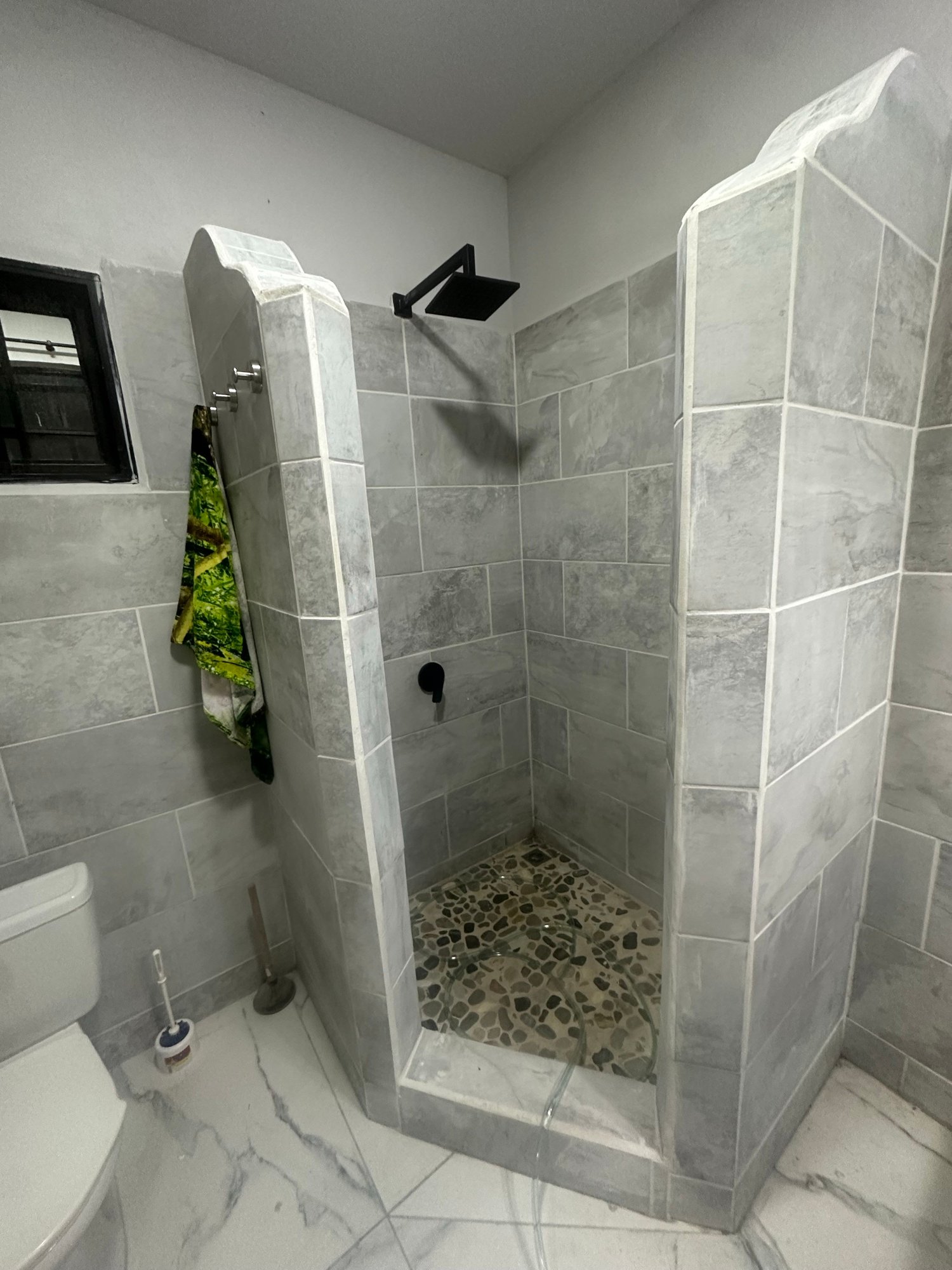 Tiled walk-in shower