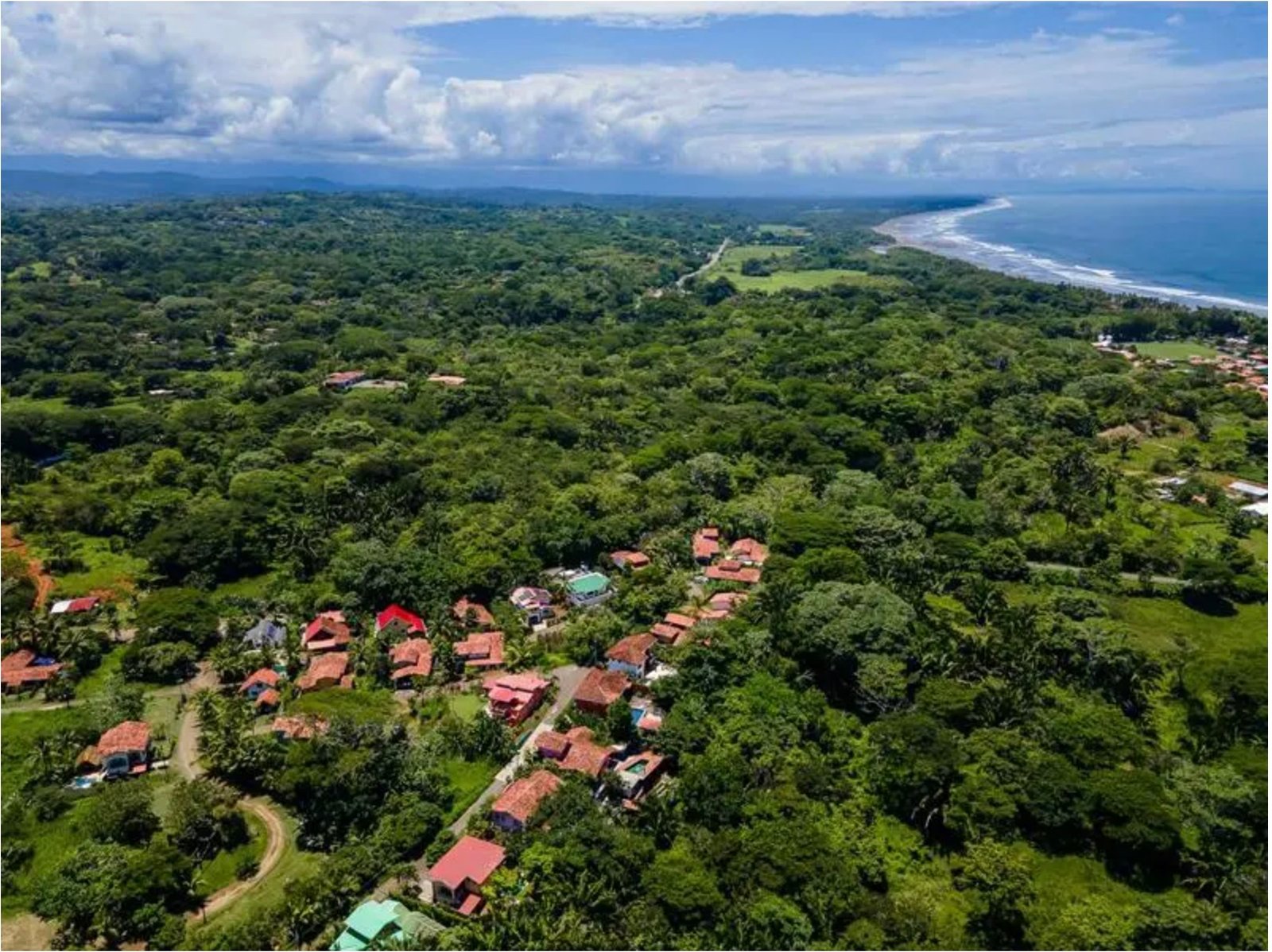 Aerial view of the forested Esterillos area and Central Pacific coastline